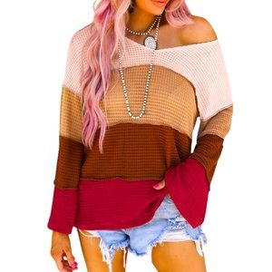Color block sweater waffle kit boutique